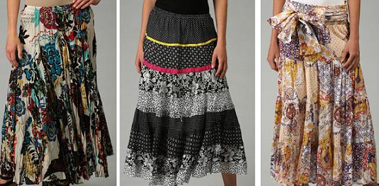 Grace Elements Floral Full Skirt / L'Affaire Black Mixed Print Skirt / Kaktus Printed Smocked Skirt
