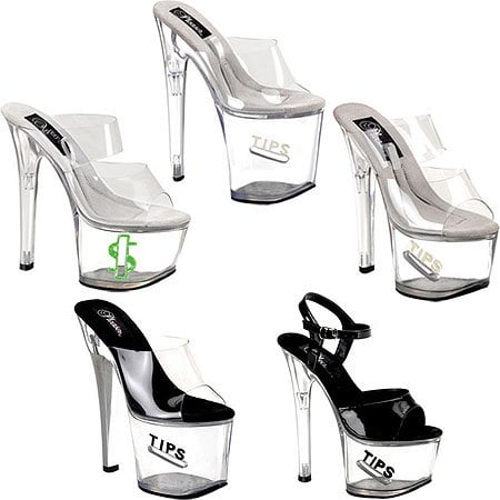 More Pleaser Tipjar heels, some with extra high platforms for more room for tips!