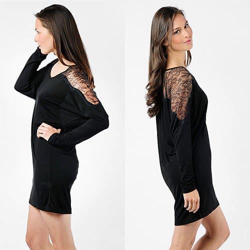 Velvet Queenie Long Sleeve Lace Shoulder Dress