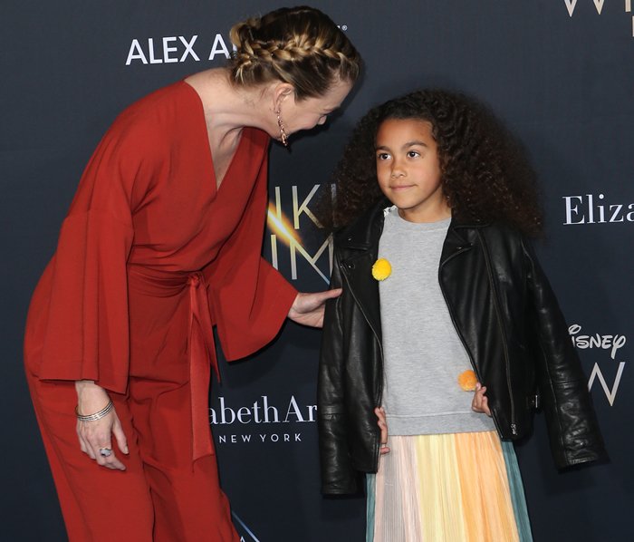 Ellen Pompeo and her daughter Stella Ivery attend the premiere of Disney's "A Wrinkle In Time"