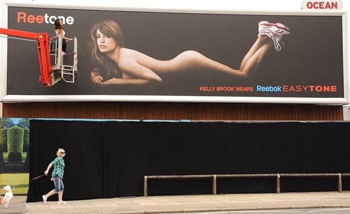 A deadly distraction? Another of the nude Kelly Brook for Reebok billboards placed at a traffic hotspot