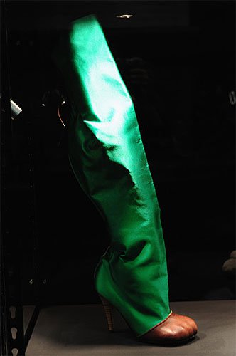 Green Satin Winter Boots