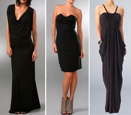 Three black evening dresses