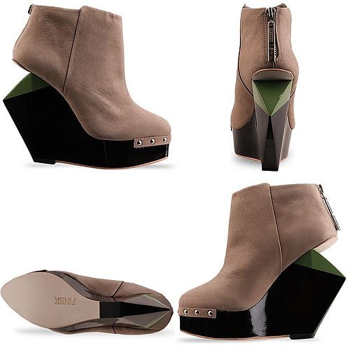 Finsk 252-95 Wedge Booties in Mushroom Beige