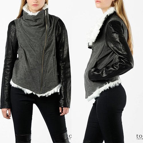 Helmut Lang shearling jersey and leather jacket
