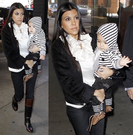 Kourtney Kardashian leaving her hotel with her baby son on October 13, 2010