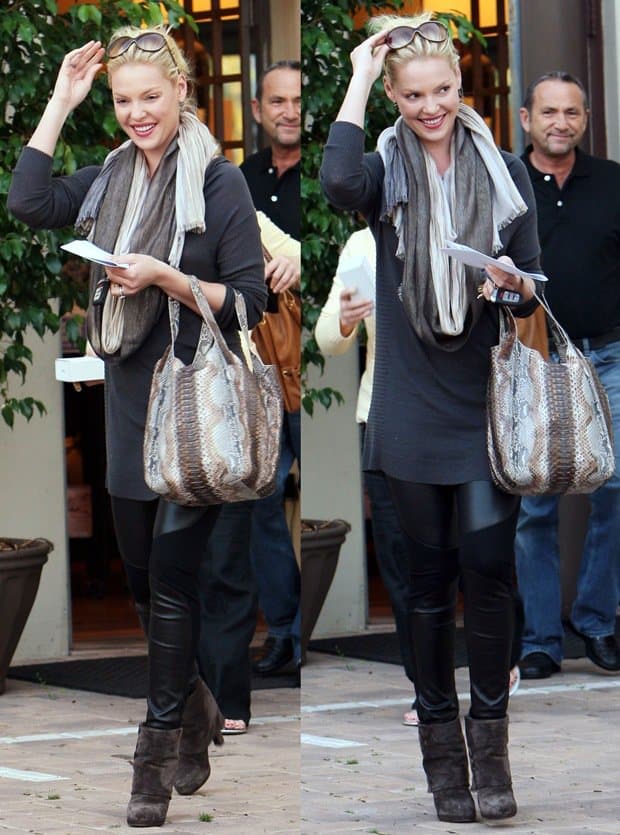 Katherine Heigl radiates style during a simple errand, proving that elegance can elevate even the most routine tasks like shopping for bed linens