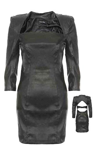 Muubaa Cinch Little Black Leather Dress