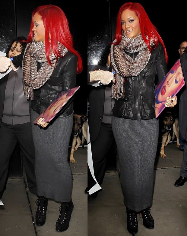 Rihanna arriving at ABC studios in Times Square for her performance on 'Good Morning America'