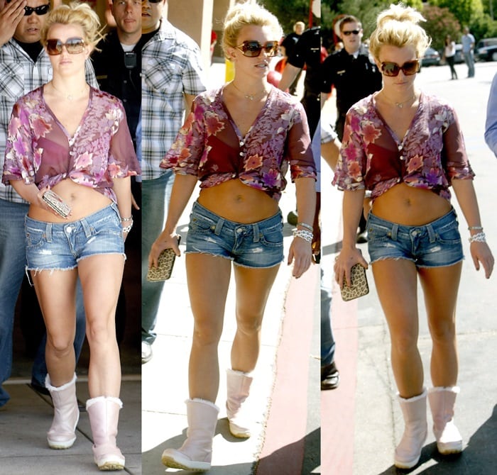 Britney Spears in UGG boots leaving with her bodyguards after shopping at Target in Los Angeles on September 30, 2009