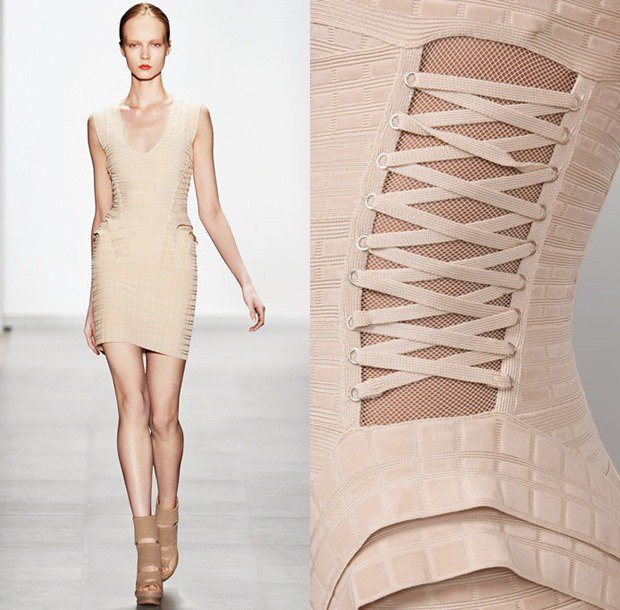 Lacing and sheer mesh panels at sides