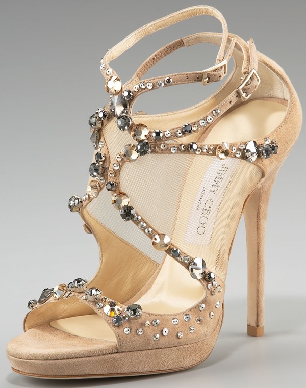 Jimmy Choo 'Viola' Crystal Embellishment Sandal Nude