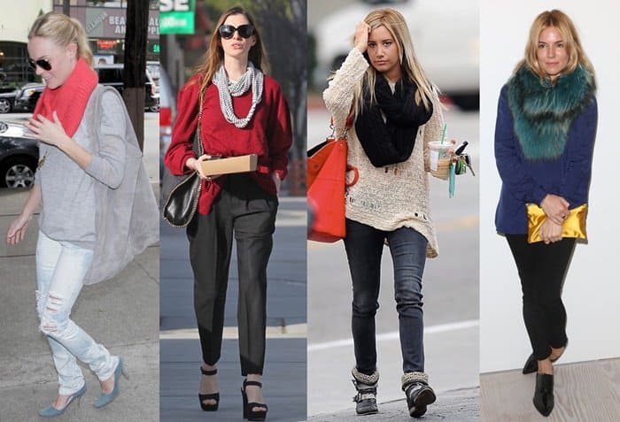 Celebrities show how to wear an infinity scarf