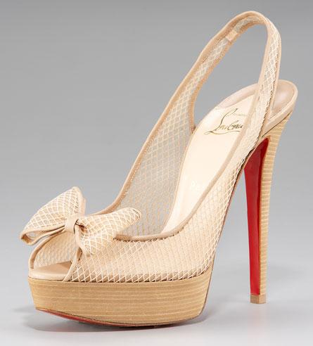 Christian Louboutin Fishnet Bow Slingback