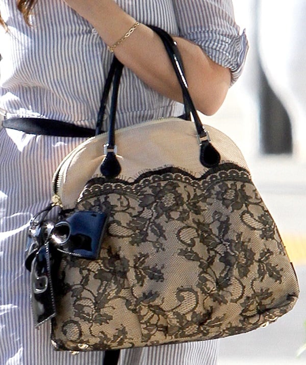Jennifer Love Hewitt's Valentino Nuage lace & straw top handle