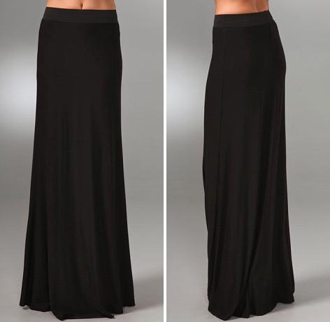 Black LNA Column Long Skirt