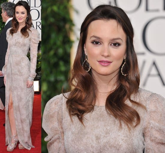 Leighton Meester in Burberry Prorsum at the 68th Annual Golden Globe Awards