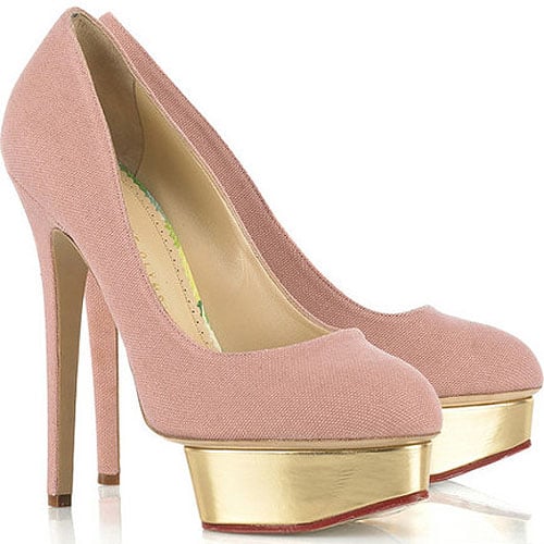 Pink Canvas Charlotte Olympia "Dolly" Pumps