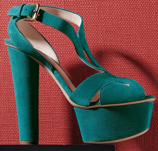 Prada Platform Sandal in Turquoise Suede
