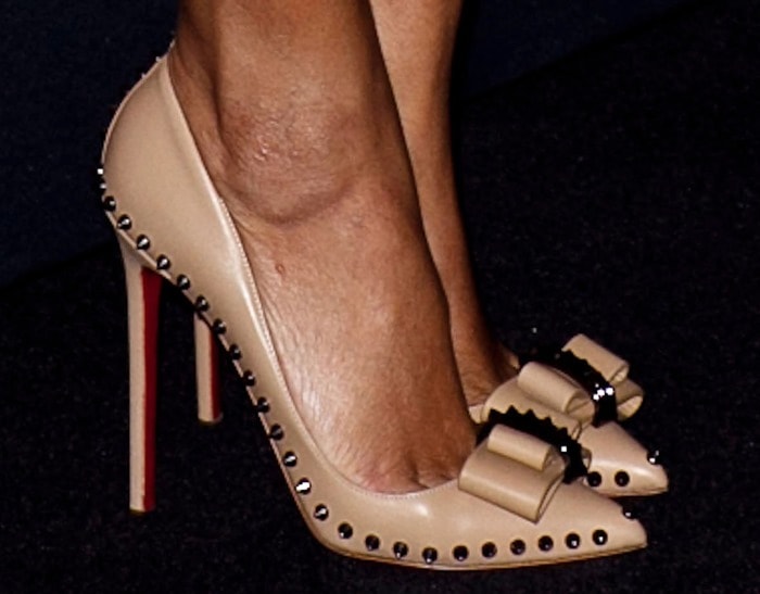 Rihanna's hot feet in studded Christian Louboutin pumps