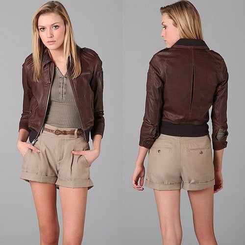Bird by Juicy Couture Riley Vintage Leather Bomber Jacket