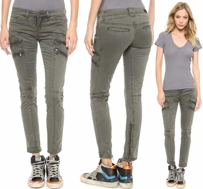 Blank Denim Skinny Cargo Pants With Zipper Detail