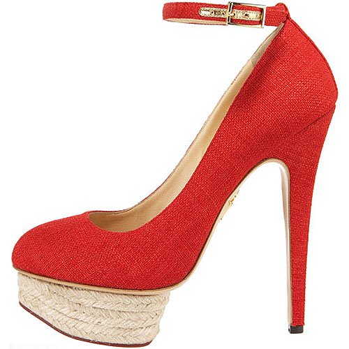 Red Charlotte Olympia ‘Dolores’ Espadrille Platform Canvas Pumps