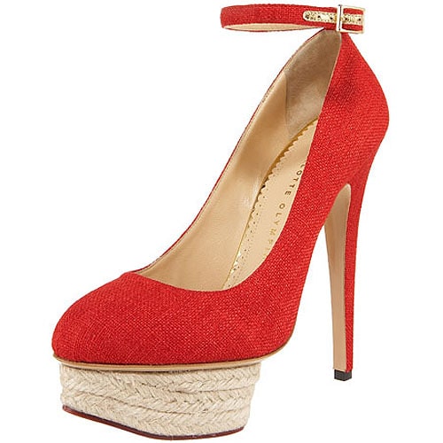 Red Charlotte Olympia ‘Dolores’ Espadrille Platform Canvas Pumps