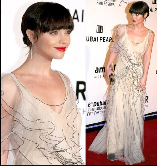 Christina Ricci in a Marc Jacobs Spring 2010 dress attends the the 3rd Annual amfAR Cinema Against AIDS Dubai held at The Gate 9 in Dubai, United Arab Emirates on December 10, 2009