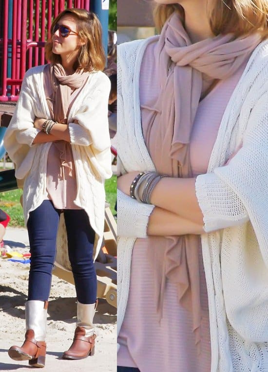 Family Fashion: Captured on February 20, 2011, Jessica Alba radiates joy and style during a family outing at Coldwater Canyon Park in Beverly Hills