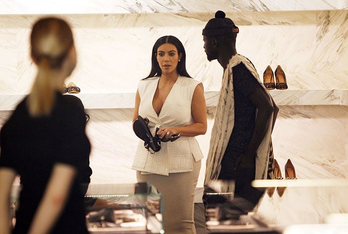 Kim Kardashian shopping at a boutique in Paris