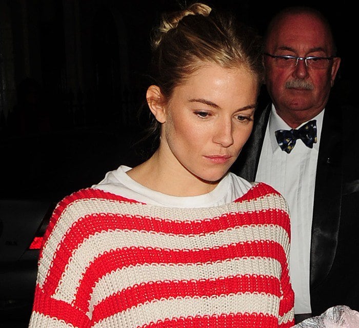 Sienna Miller's red and white Topshop sweater