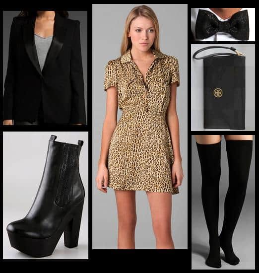 Outfit with leopard Chloe Sevigny for Opening Ceremony Peter Pan collar dress