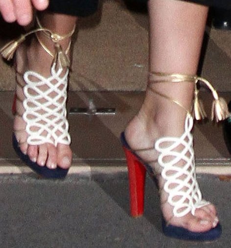 Blake Lively showing off her feet in Christian Louboutin Salsbourg sandals