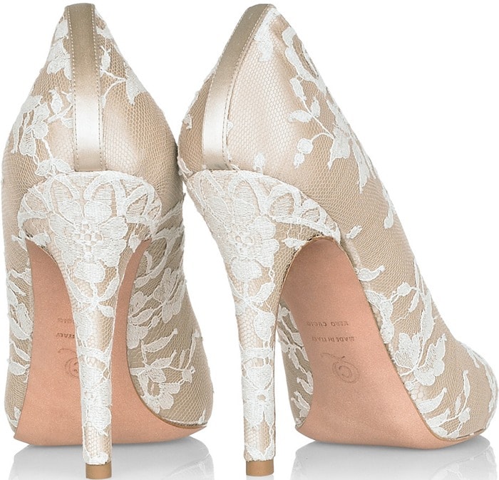 Alexander McQueen Lace-Covered Satin Pumps