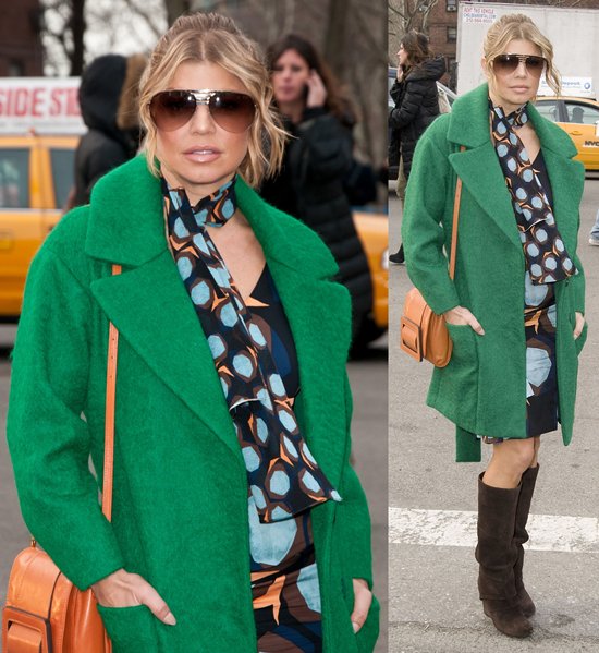 Fergie of the Black Eyed Peas is seen around Lincoln Center during Mercedes-Benz Fashion Week