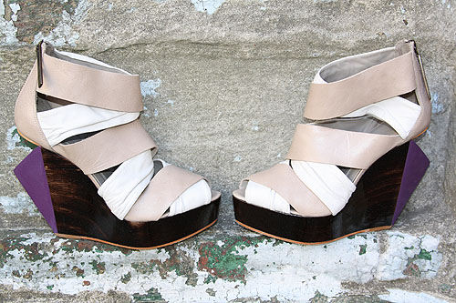 Tess's own Finsk 252-106 Cutout Wooden Heel Wedges