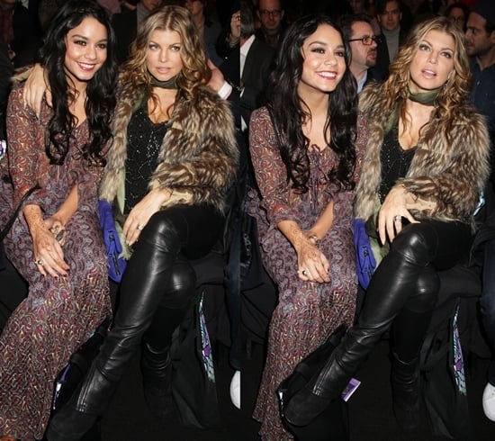 Actress Vanessa Hudgens (L) and singer Fergie attend the Anna Sui Fall 2011 fashion show during Mercedes-Benz Fashion Week at The Theatre at Lincoln Center on February 16, 2011, in New York City