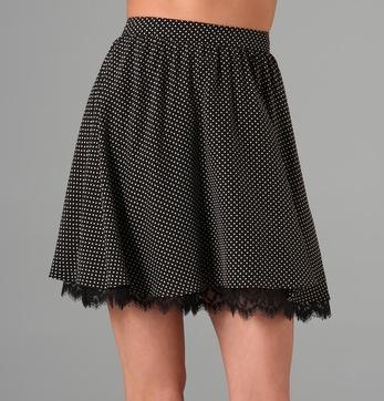 Alice + Olivia Perry Polka Dot Skirt with Lace Hem
