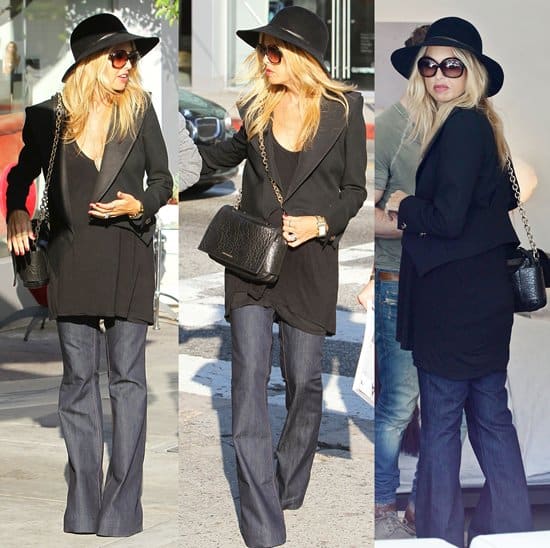 Fashion icon Rachel Zoe effortlessly combines style and comfort in J Brand 'Love Story' maternity jeans while shopping in Los Angeles on January 22, 2011