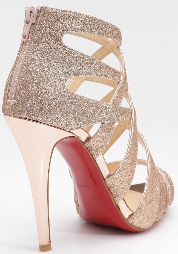 Christian Louboutin 'Balota' Glitter Leather Strappy Sandals