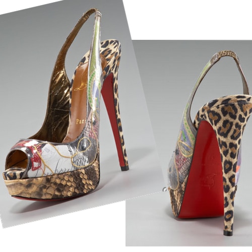 Red Sole Christian Louboutin 'Ecotrash' Peep Toe Slingback Pumps