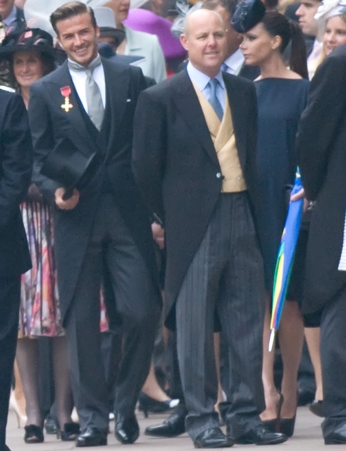 David Beckham wearing a Ralph Lauren Purple Label 3-piece suit complete with classic coat tails