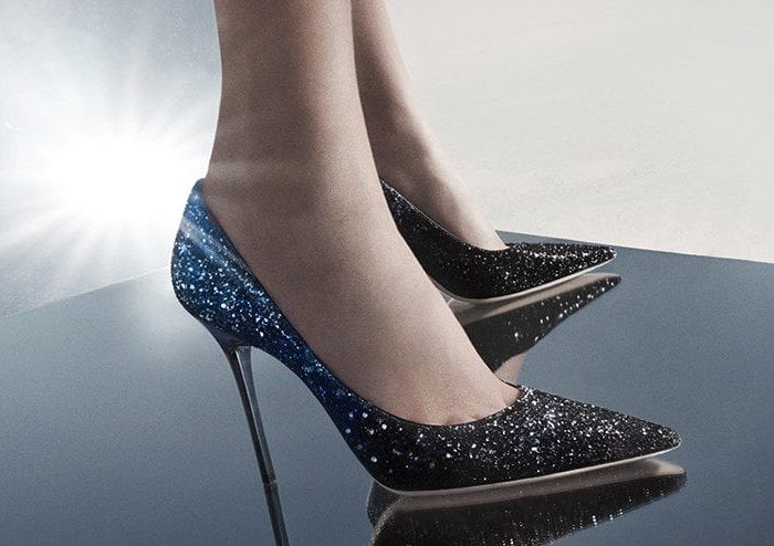 Jimmy Choo "Abel" Glitter Degrade Fabric Pointy Toe Pumps