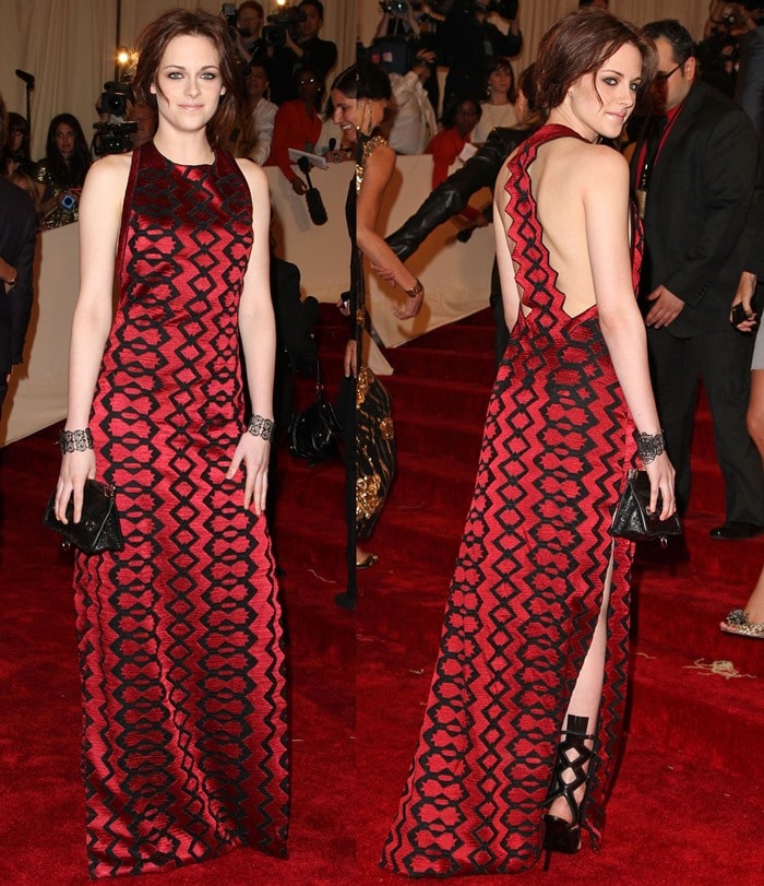Kristen Stewart in the snake-embossed leather version of the Proenza Schouler Fall 2011 triple buckle strap sandals