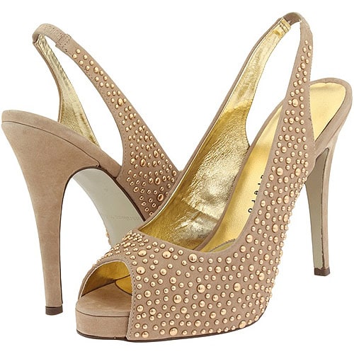 Martinez Valero 'Ocean Studs' slingback pumps in nude nubuck