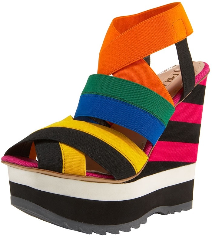 Prada Elastic Stripe Wedge Sandals