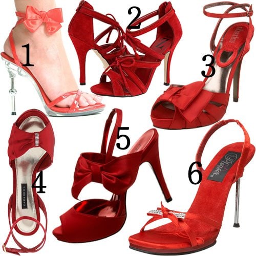 6 red bow sandals