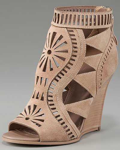 Sergio Rossi Laser-Cut Wedge Booties