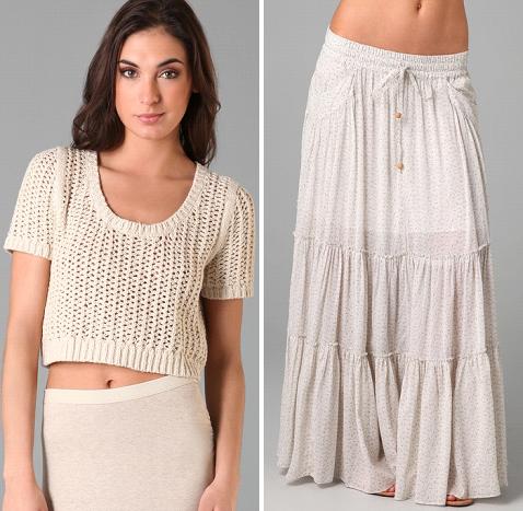 Free People Harmonica Pullover Sweater / Free People Isn't She Peasant Maxi Skirt